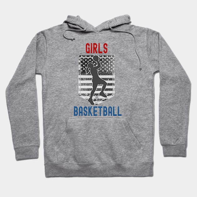 Girls Basketball, USA Basketball Hoodie by Cor Designs